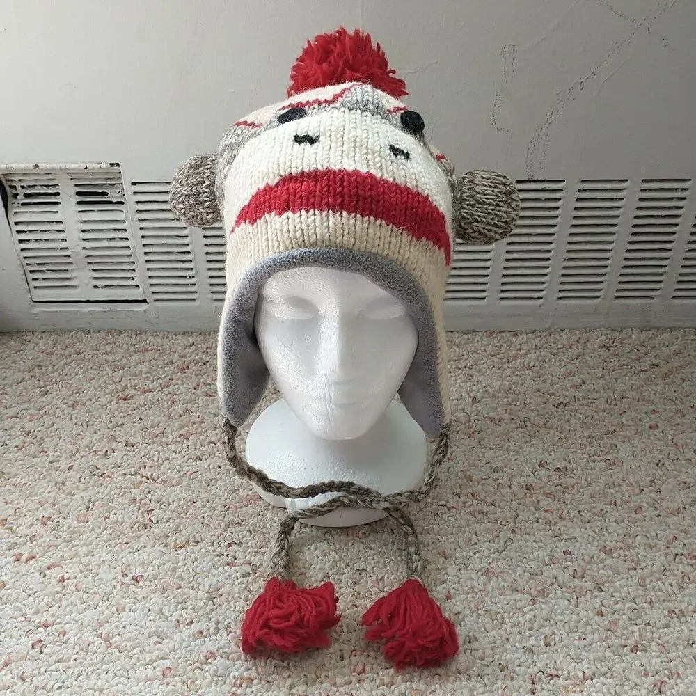 Nirvana Designs Ear Flap Hat Teen Child OS Multicolor Wool Lined Handmade Nepal